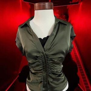 Banana Republic Elegant Olive‎ Satin Blouse